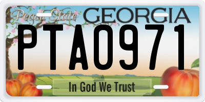 GA license plate PTA0971