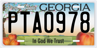 GA license plate PTA0978