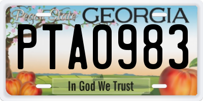 GA license plate PTA0983