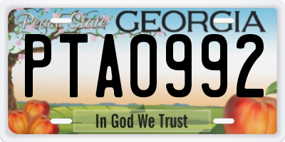 GA license plate PTA0992