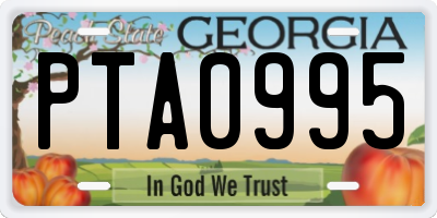 GA license plate PTA0995