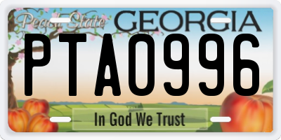GA license plate PTA0996