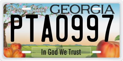 GA license plate PTA0997
