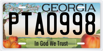 GA license plate PTA0998