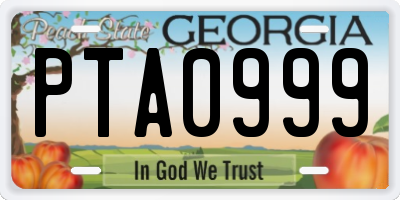 GA license plate PTA0999