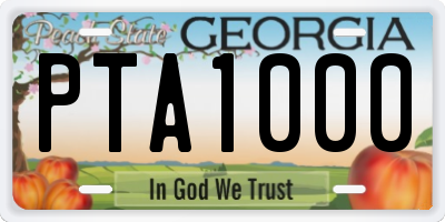 GA license plate PTA1000