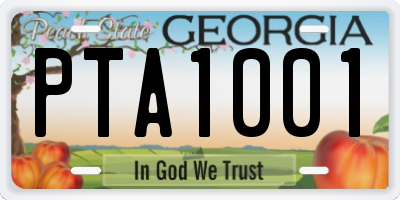 GA license plate PTA1001