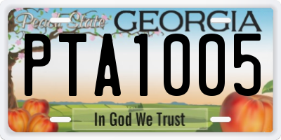 GA license plate PTA1005