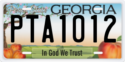 GA license plate PTA1012