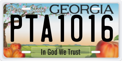 GA license plate PTA1016