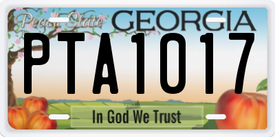 GA license plate PTA1017