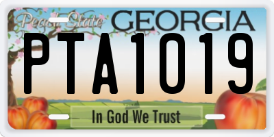 GA license plate PTA1019