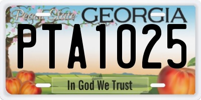 GA license plate PTA1025