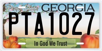 GA license plate PTA1027