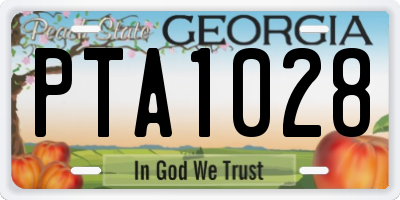 GA license plate PTA1028