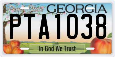 GA license plate PTA1038