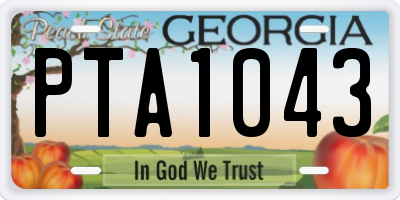 GA license plate PTA1043