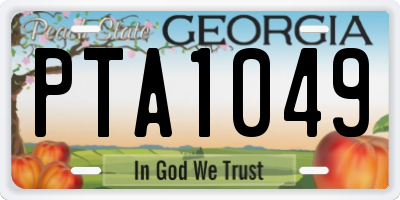 GA license plate PTA1049