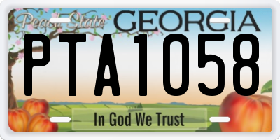 GA license plate PTA1058