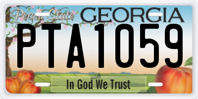 GA license plate PTA1059