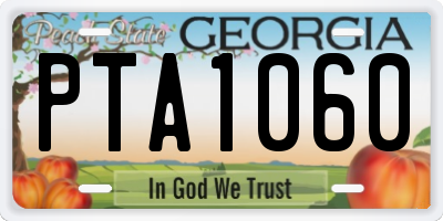 GA license plate PTA1060