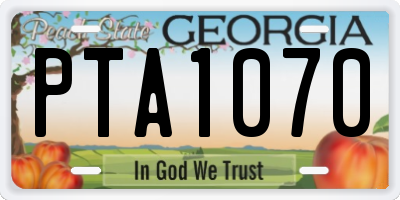 GA license plate PTA1070