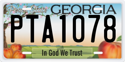 GA license plate PTA1078