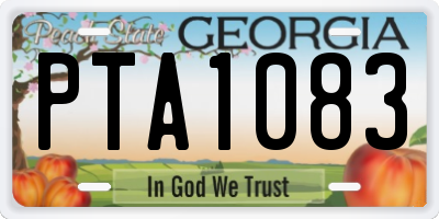 GA license plate PTA1083
