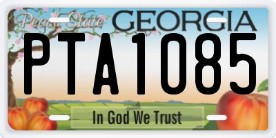 GA license plate PTA1085