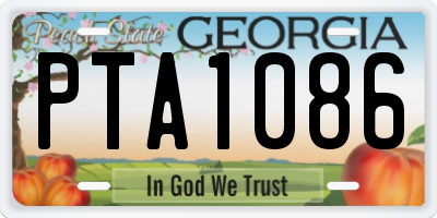 GA license plate PTA1086