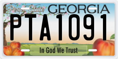 GA license plate PTA1091