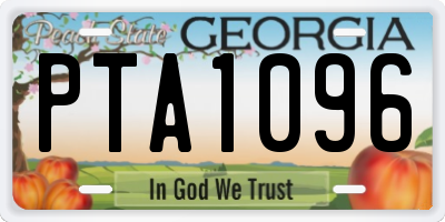 GA license plate PTA1096