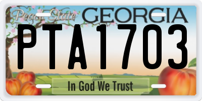 GA license plate PTA1703