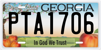 GA license plate PTA1706