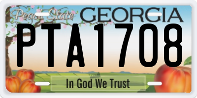 GA license plate PTA1708