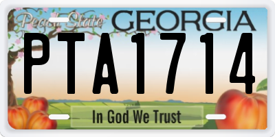 GA license plate PTA1714