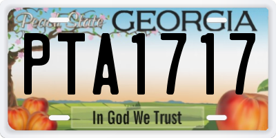 GA license plate PTA1717