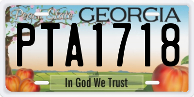 GA license plate PTA1718