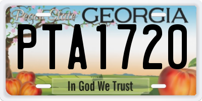 GA license plate PTA1720