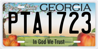 GA license plate PTA1723
