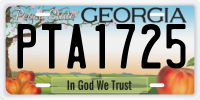 GA license plate PTA1725