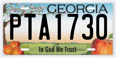 GA license plate PTA1730