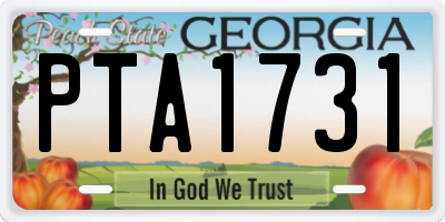 GA license plate PTA1731