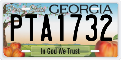 GA license plate PTA1732
