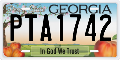 GA license plate PTA1742