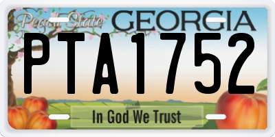 GA license plate PTA1752