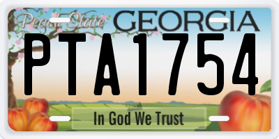 GA license plate PTA1754