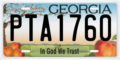 GA license plate PTA1760