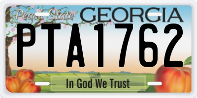 GA license plate PTA1762
