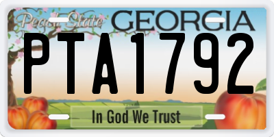 GA license plate PTA1792